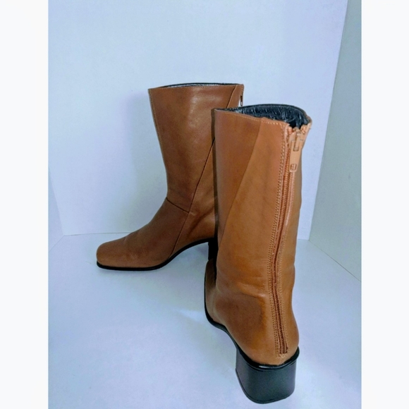 Italian Leather Boots Back Zipper - Picture 2 of 9